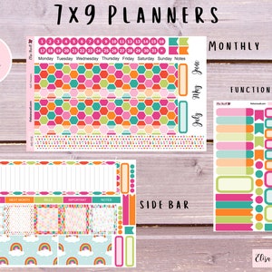 7x9 Monthly View, 7x9 Monthly Planner Stickers, Planner Stickers, June Monthly Kit, Rainbow, June 7x9 Monthly, Kit 116