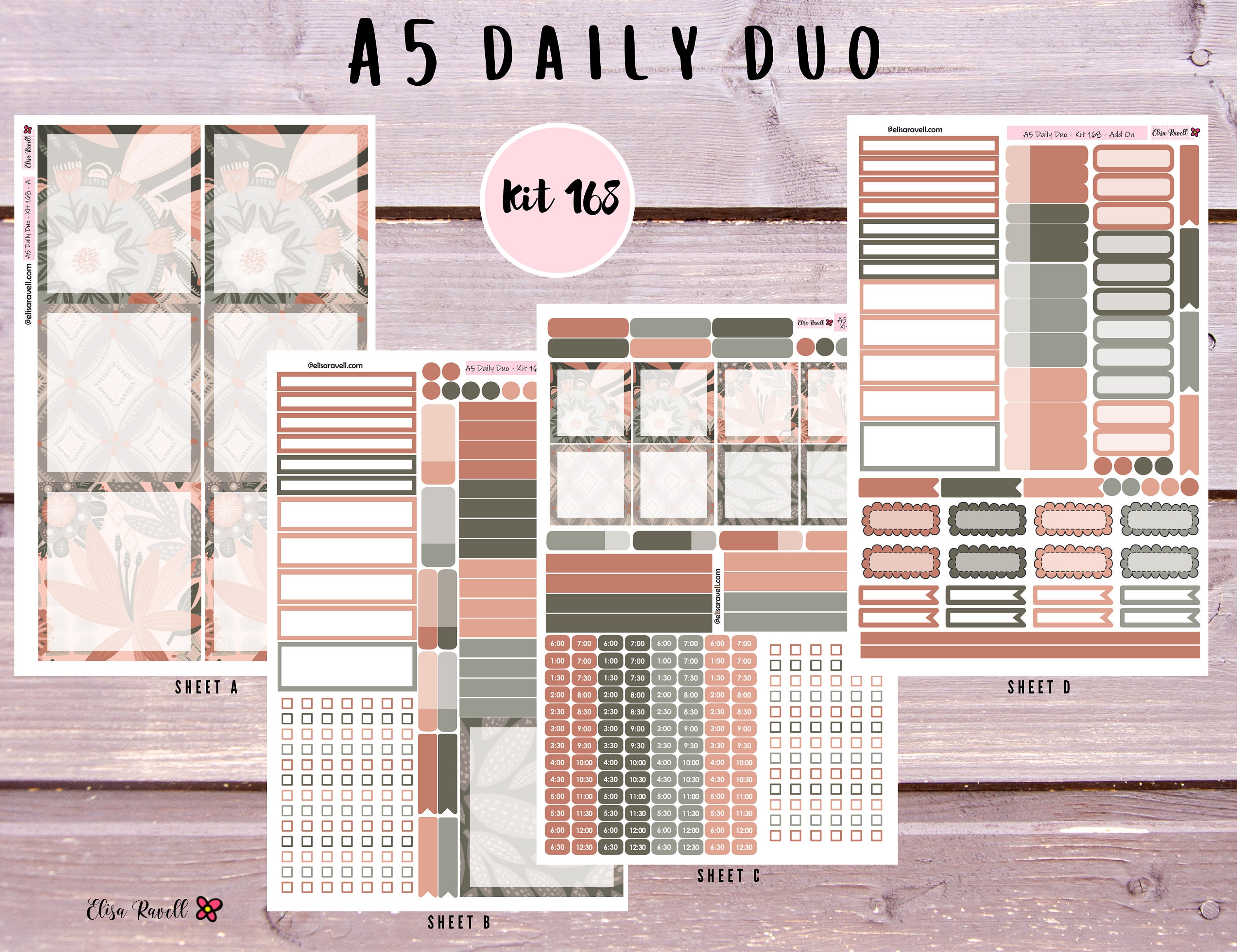 A5 Daily Duo Planner Sticker Kits Featuring Boho Garden, Kit 168 - Etsy