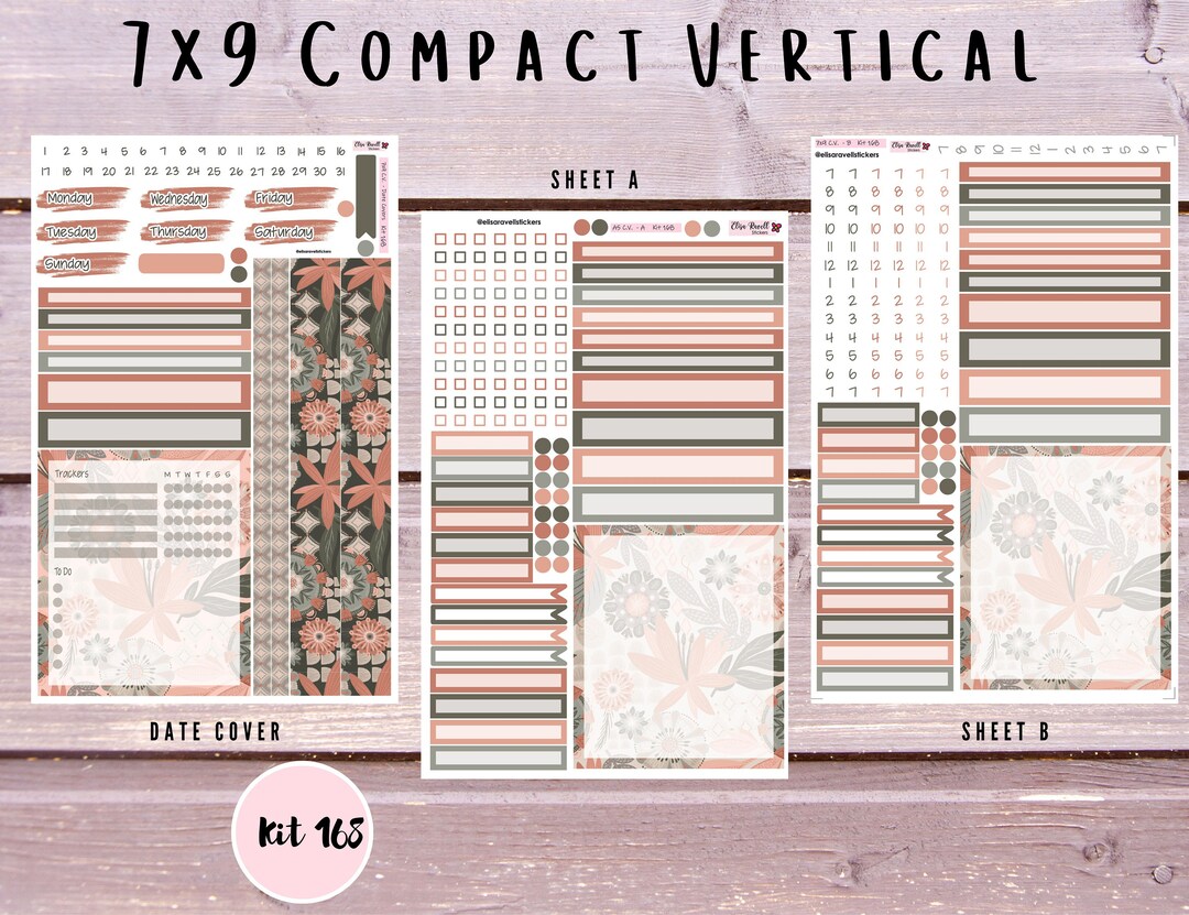 7x9 Compact Vertical Planner Stickers | Boho Garden Kit 168 - Etsy