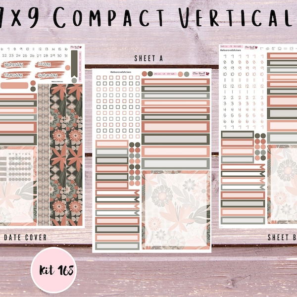 7x9 Compact Vertical Planner Stickers | Boho Garden Kit 168