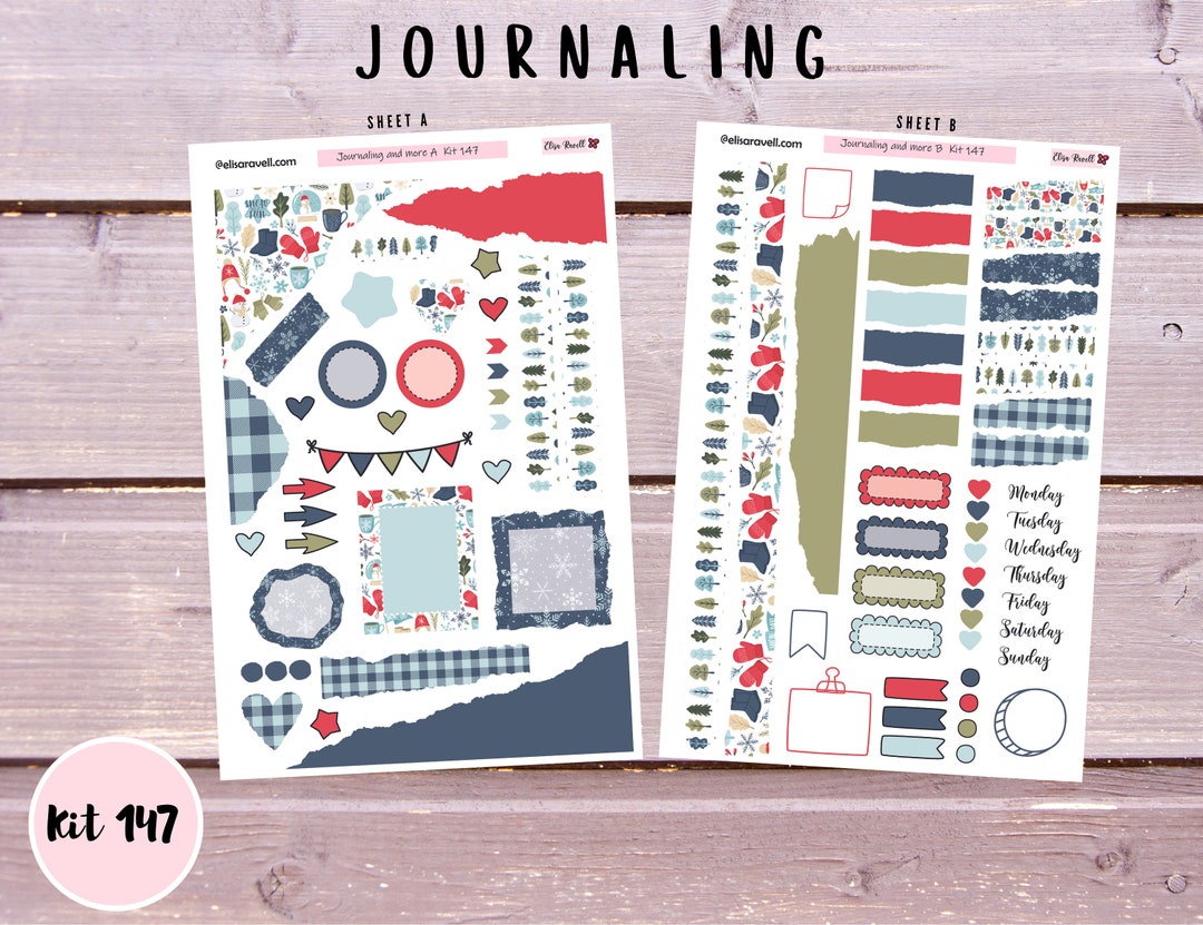 Journaling Sticker Kits Cozy Winter for A5 and 7x9 Journals and ...