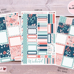Blue Florals, Sticker Kits, Weekly Kits, Vertical Kit, Horizontal Kit, Hourly Kit, Functional Stickers, 7x9 Life Planner, Kit 87