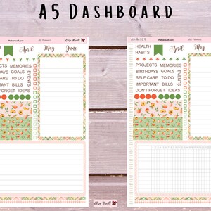 A5 Dashboard, May Peaches, May Monthly, EC Notes Page, Erin Condren notes page, EC dashboard kit, A5 Erin Condren, Kit 55