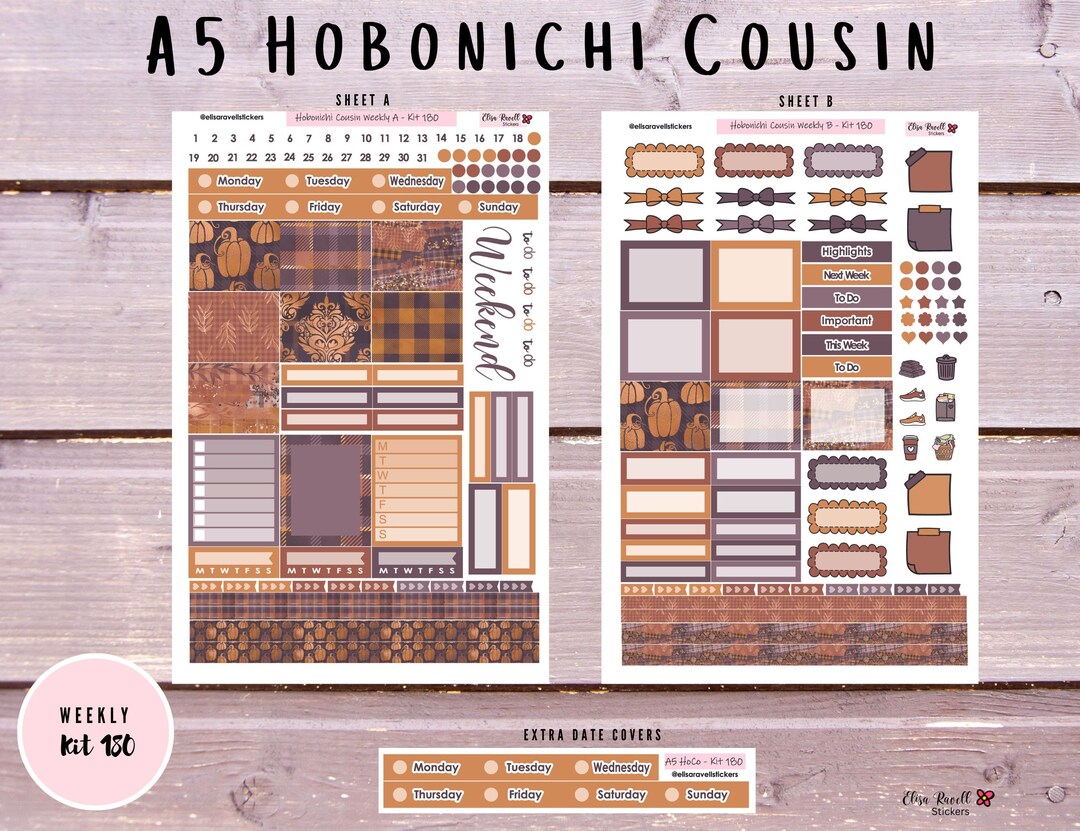 Hobonichi Cousin Weekly Sticker Kits, A5 Cousin Avec Fall September ...