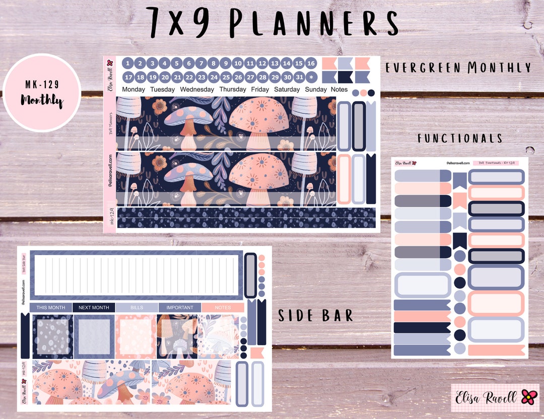 7x9 Monthly View Planner Stickers Kits for Erin Condren Life Planners ...