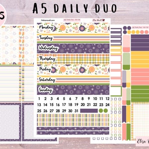 A5 Daily Duo Stickers, Sunshine to Fall, Summer, DD Stickers, ECDD, Flexible Dates Available, Choose Your Pages, Kit 75