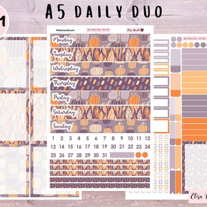 A5 Daily Duo Stickers, Pumpkin Spice, Autumn, DD Stickers, ECDD, Flexible Dates Available, Choose Your Pages, Kit 81