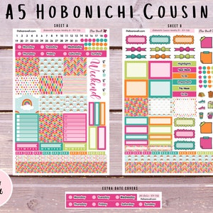 Hobonichi Cousin Sticker Kits, Weekly Hobonichi Cousin, Rainbow, June, A5 Hobonichi, Weekly Kit, Kit 116