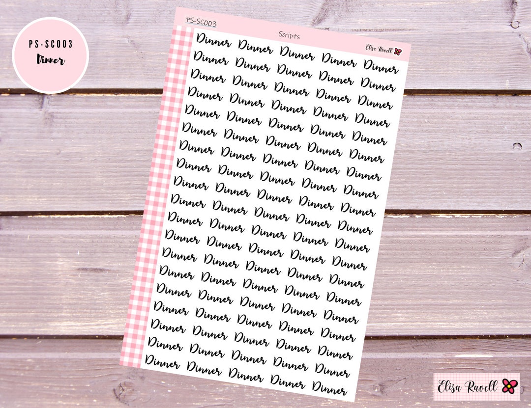 Dinner Stickers, Dinner Script Cursive, Planner Stickers, PSSC003 Etsy
