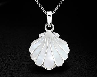 925 Sterling Silver Abalone Shell Pendant Necklace – Handmade, Nature-Inspired Shell Gift, Unique Ocean Jewelry, Handmade, Pearl Pendant