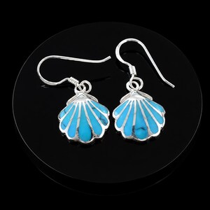 Boucles d'oreilles pendantes coquillage en argent sterling 925, Boucles d'oreilles coquillage, Boucles d'oreilles coquillage en argent sterling, Boucles d'oreilles océan, Boucles d'oreilles coquillage