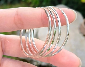 40 mm Hoop [ 2 mm thick ] Earrings, Minimal Hoop Earrings, Plain Hoop Earrings, Silver Hoops, Classic Chunky Hoops, Hinged Hoops