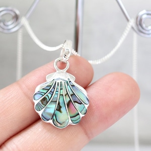 925 Sterling Silver Abalone Shell Pendant Necklace – Handmade, Nature-Inspired Shell Gift, Unique Ocean Jewelry, Handmade, Shell Pendant