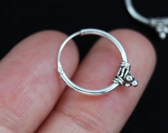 925 Sterling Silver Bali Hoop Earrings, Vintage Hoop, Hoop Earrings, 14 mm Hoops, Tribal Hoops, Boho hoop, Charm Hoop