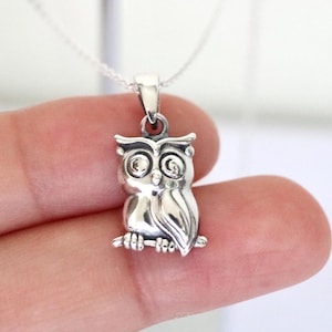 925 Sterling Silver Owl Pendant, Owl Charm, Animal Pendant, Bird Pendant, Owl Necklace, owl jewellery,