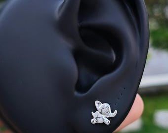 925 Sterling Silver Elephant Stud Earrings, Elephant Earrings, Animal Earrings, Elephant lover Gift, Gift for her, Tiny Elephant