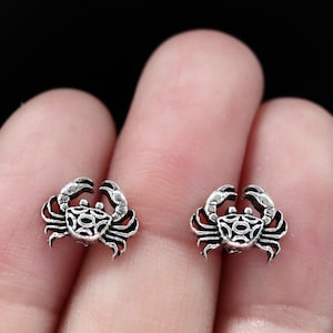 Sterling silver Cute Crab stud Earrings, Mini Crab Earrings, Cancer zodiac jewelry, Sea Beach Ocean Jewelry, 3D Crab, Sea Earrings, Ocean