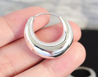 925 Sterling Silver 12 - 45 mm Hoop Earrings, Silver Hoop Earrings, Plain Hoop Earrings, Simple Hoop Earrings, Chucky Hoop Earring, Big Hoop