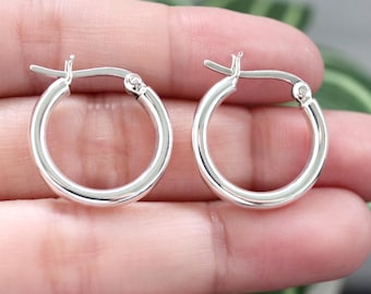 Aros de plata de ley 925 de 3 mm de grosor, aros de plata, aros lisos, aros macizos, aros Chucky