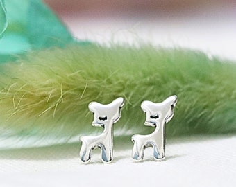 Cute Dog Stud Earrings in Sterling Silver, Puppy Earrings, Nature Inspired Animal Earrings, Dog lover Gift