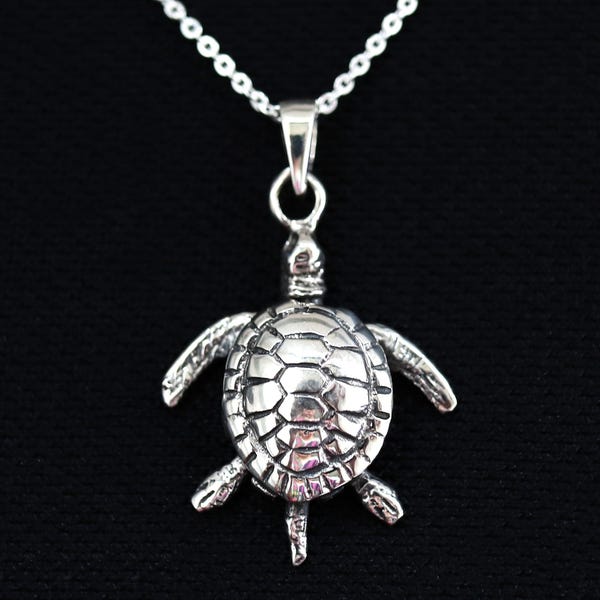 925 Sterling Zilveren Schildpad Hanger Ketting – Realistische Zeeschildpad Hanger, Oceaan Geïnspireerd Sieraden, Natuur Cadeau voor Haar, Cadeau voor Oceaanliefhebber