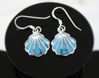 925 Sterling Silver Seashell Drop Earrings, Seashell Drop Earrings, Seashell Earrings in Sterling Silver, Ocean Earrings, Shell Earrings