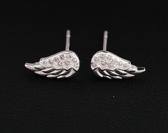 925 Sterling silver wing stud earrings, wing earrings, angel wing, hollow wing earrings, silver wing, small wing earrings, feather earrings