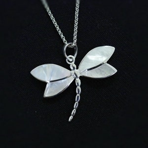 925 Sterling Silver Master Of Pearl Dragonfly Pendant, Dainty Dragonfly, Tiny Dragonfly, Gift for her, Master Pearl Color Dragonfly Pendant
