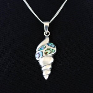Sterling Silber Abalone Muschel Anhänger: Spiral Muschel Käfig Halskette