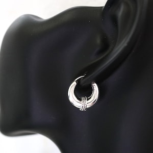 Aros Bali de plata de ley 925, aros vintage, aros de 8 mm de grosor, aros de 16 mm, aros de plata, aros tribales, aros bohemios