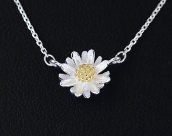 925 Sterling Silver Daisy Necklace | Minimal Flower Pendant | Dainty Nature Jewelry | Gift for Her | Minimal Necklace | Flower Necklace