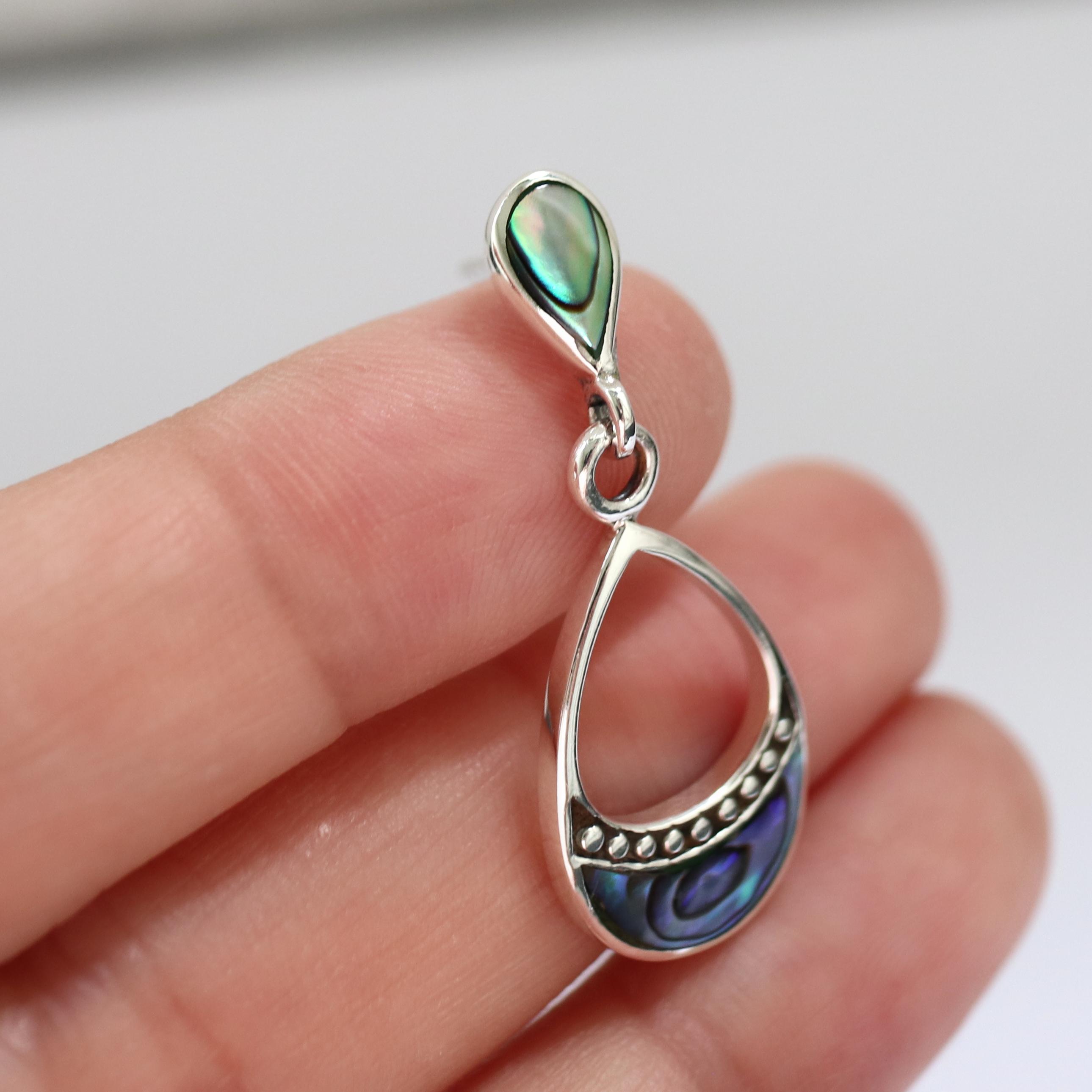 Orecchini pendenti in filigrana di abalone a forma di aquilone in argento - Italia