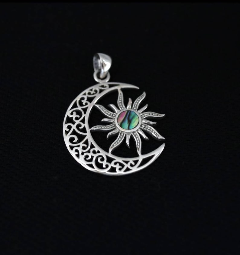 925 Sterling Silver Sun and Moon Necklace – Celestial Pendant With ...