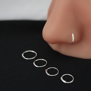 925 Sterling Silver Nose Ring Hoop | seamless nose ring hoop | Septum | Tiny Nose Hoop | Minimalist Nose Ring Hoop | Solid Silver nose rings