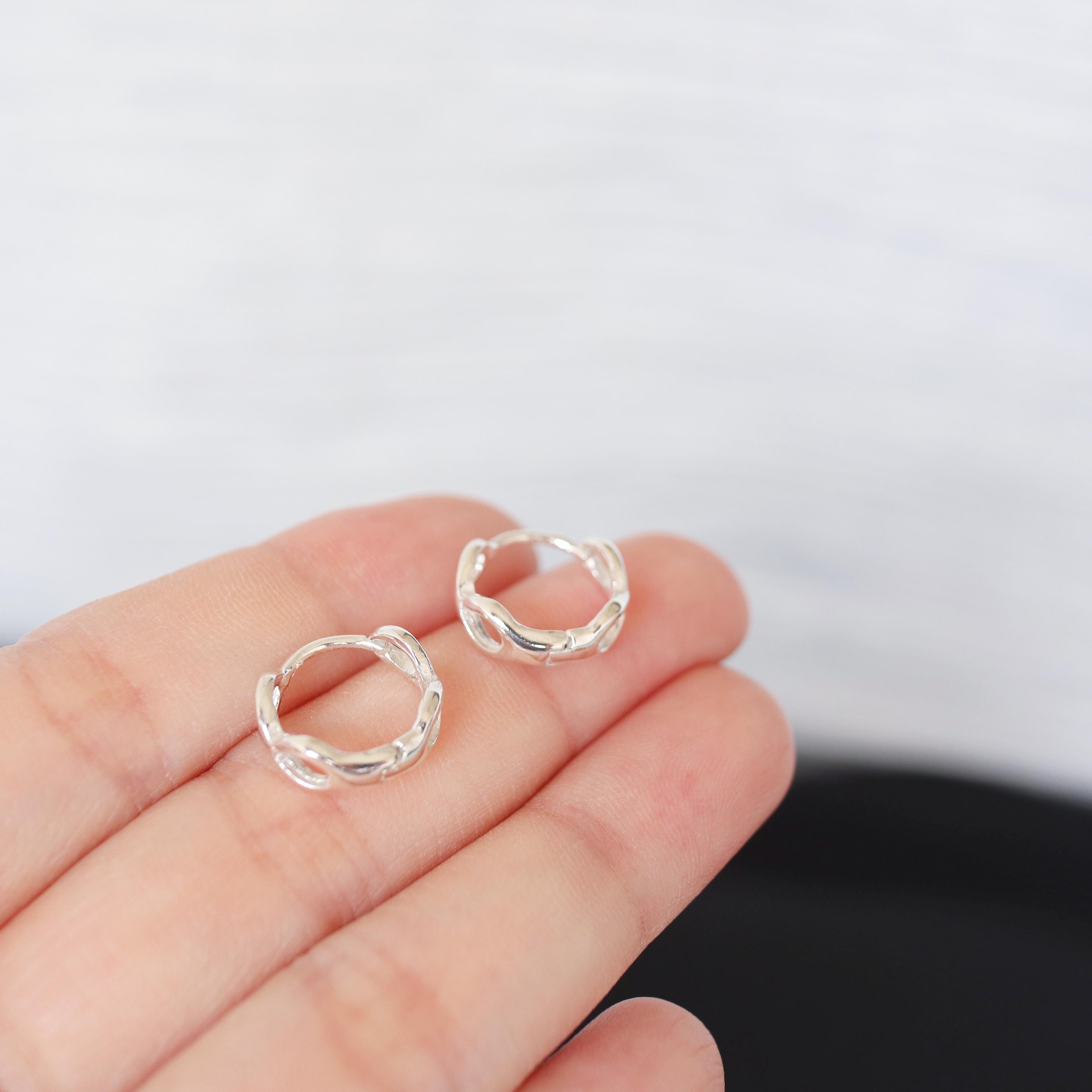 Orecchini a cerchio Huggie in argento sterling, orecchini a cerchio Orecchini a cerchio Huggie in argento sterling, orecchini a cerchio