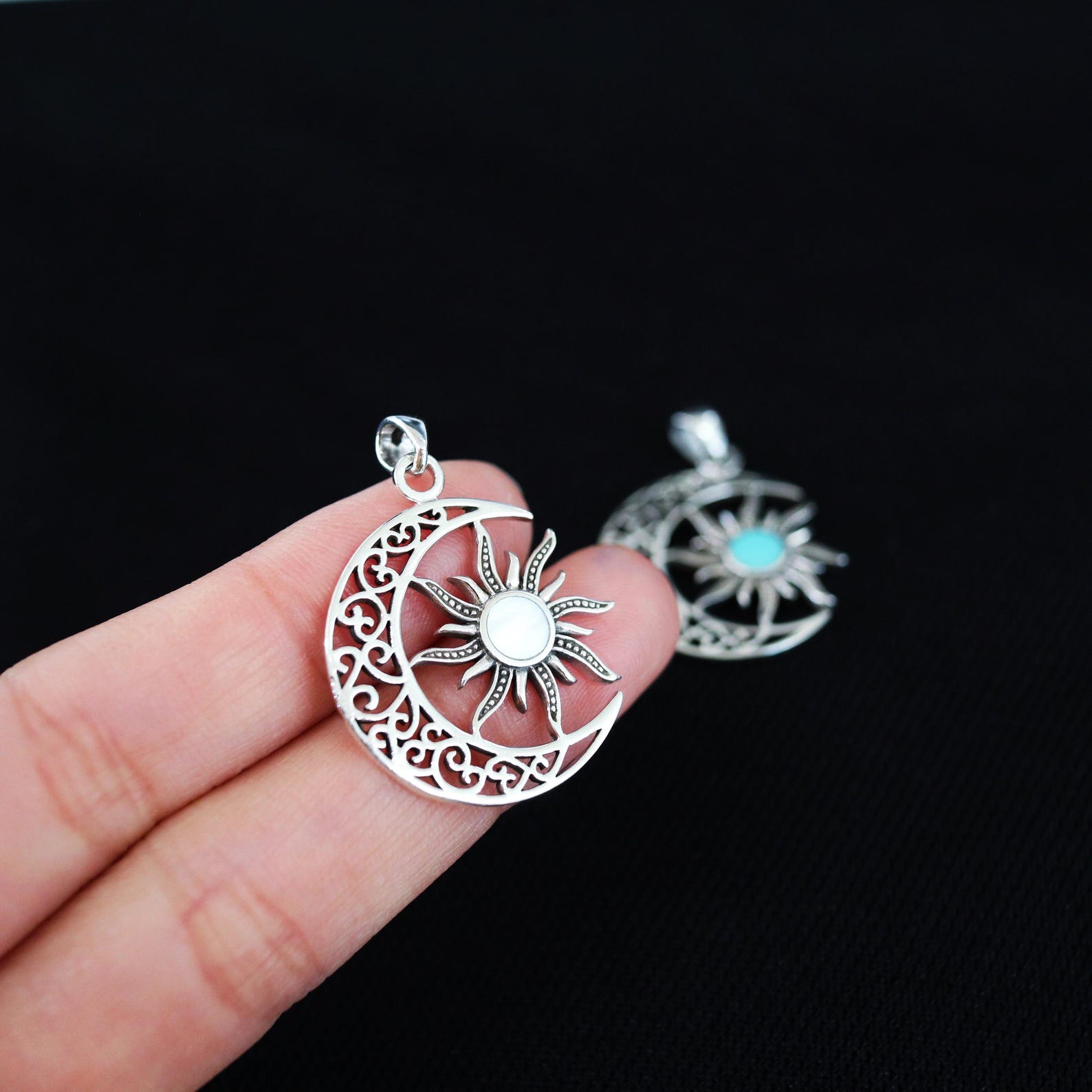925 Sterling Silver Sun and Moon Necklace – Celestial Pendant With ...