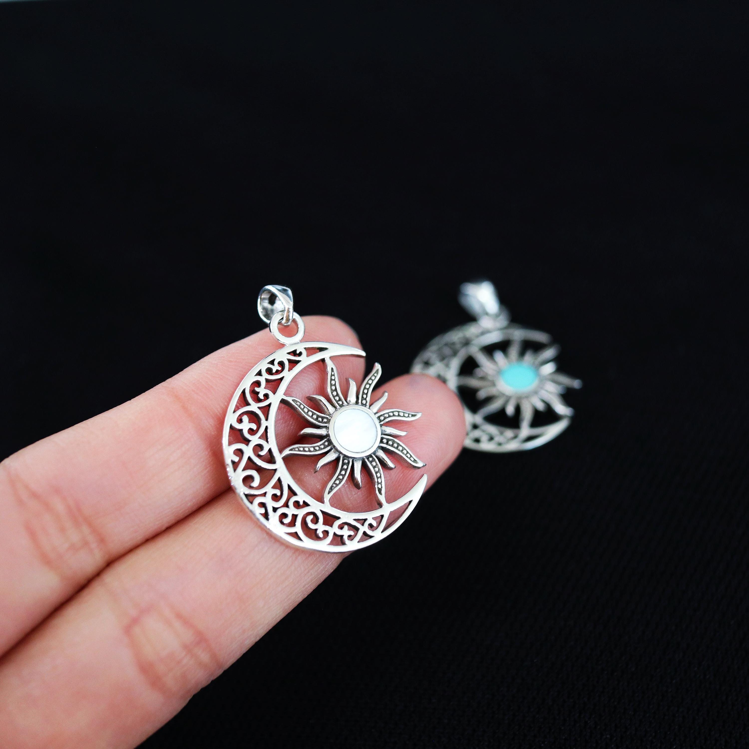 925 Sterling Silver Sun and Moon Necklace – Celestial Pendant With ...