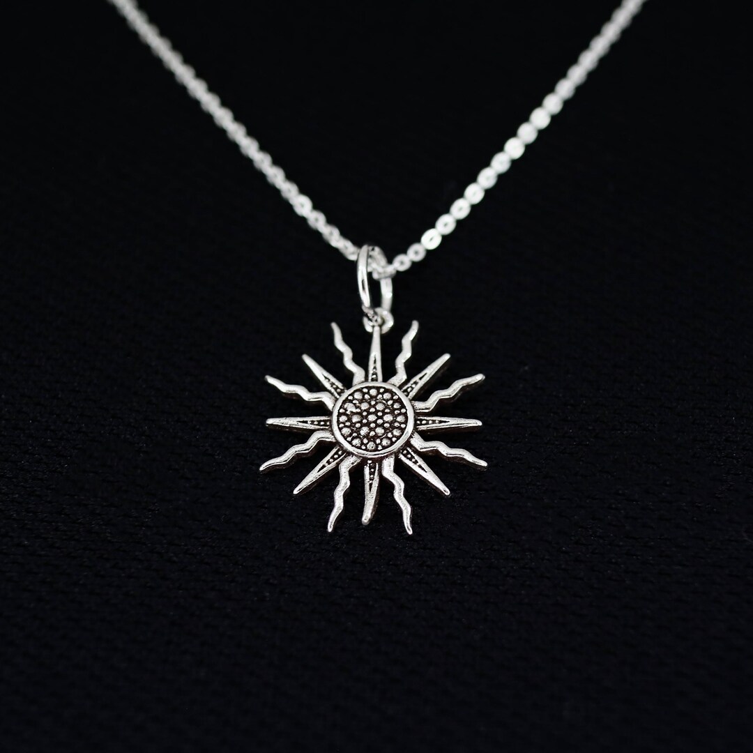 925 Sterling Silver Sun Pendant Necklace | Radiant Sun Charm ...