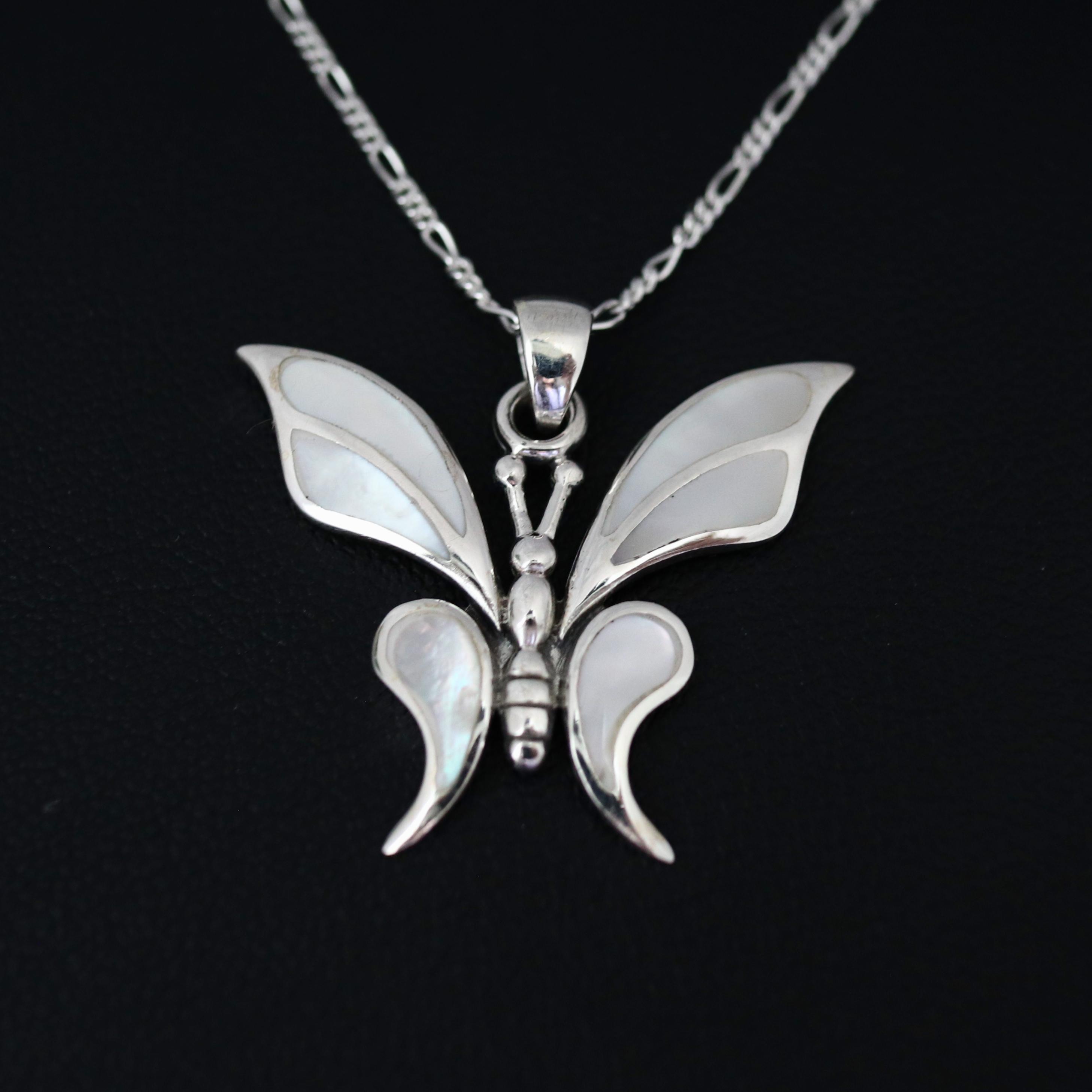 URONE Collana Con Farfalla In Argento Sterling 925 E Ciondolo In Abalone - Gioiello Donna Elegante Con Scatola Regalo E Panno Lucidante - 3
