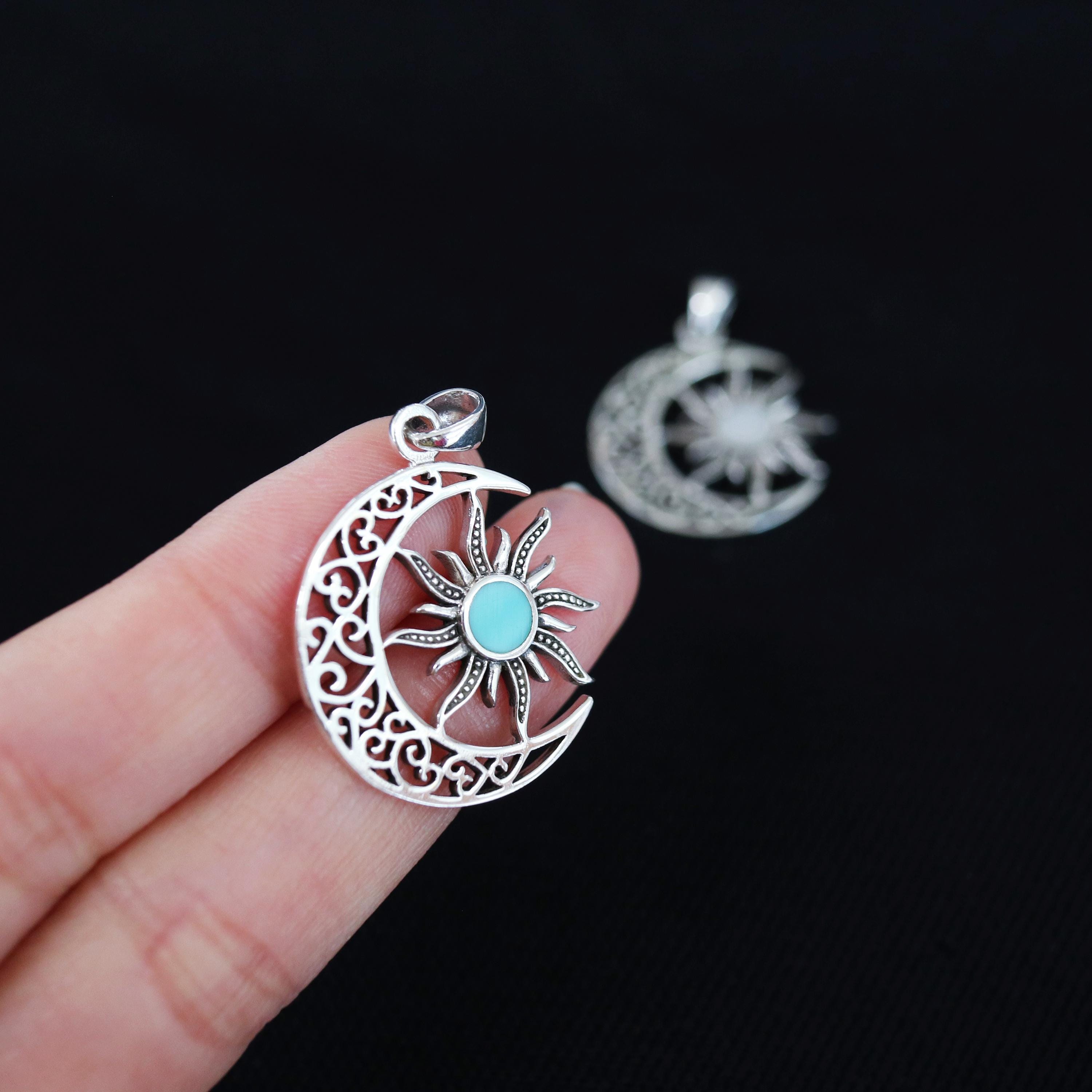 925 Sterling Silver Sun and Moon Necklace – Celestial Pendant With ...