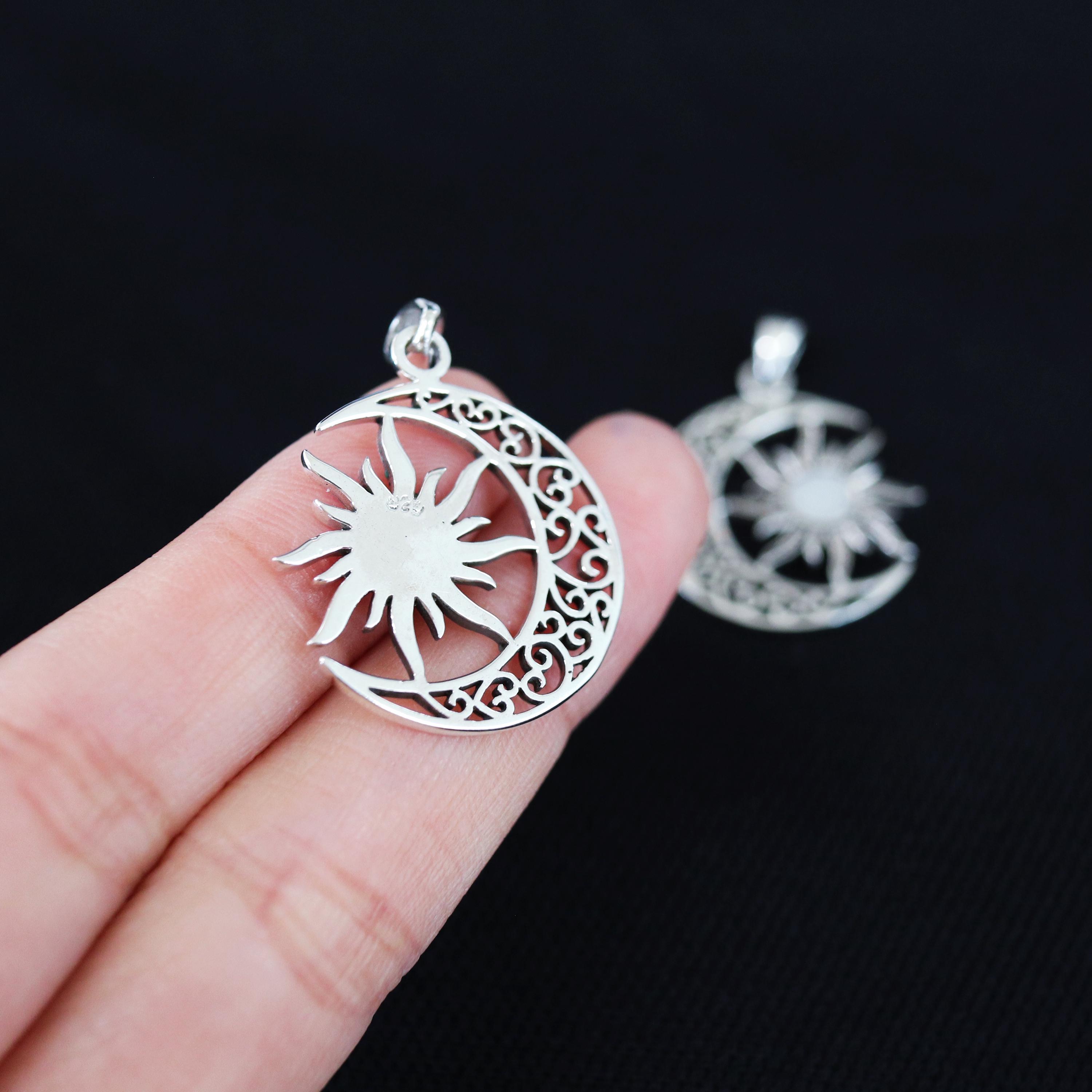 925 Sterling Silver Sun and Moon Necklace – Celestial Pendant With ...