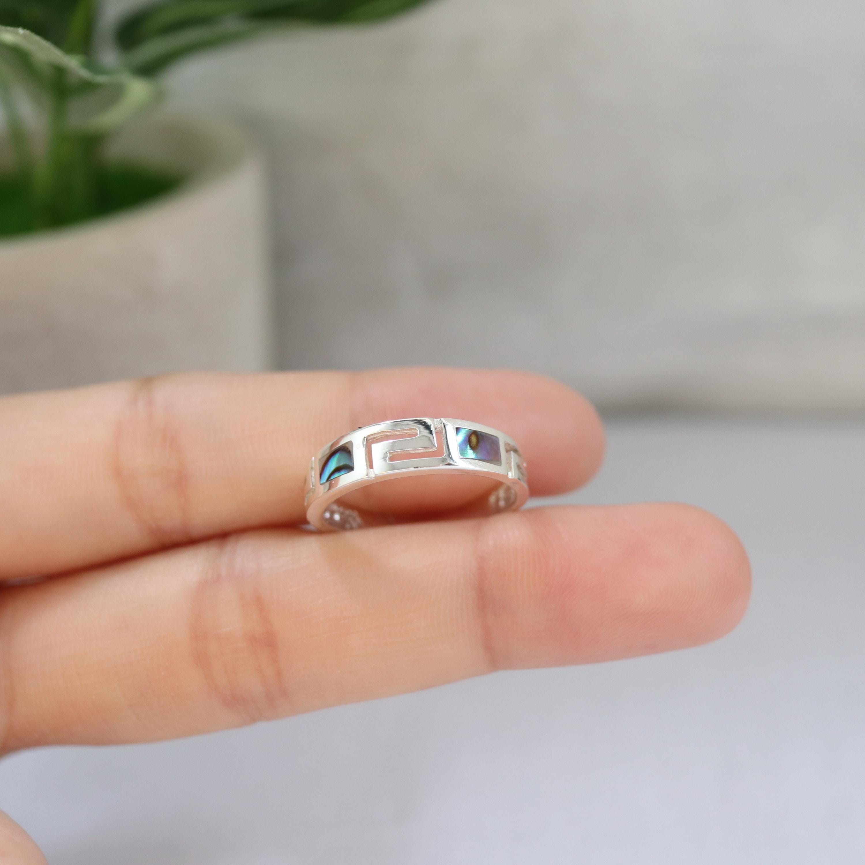 Anello conchiglia abalone in argento sterling 925 anello con