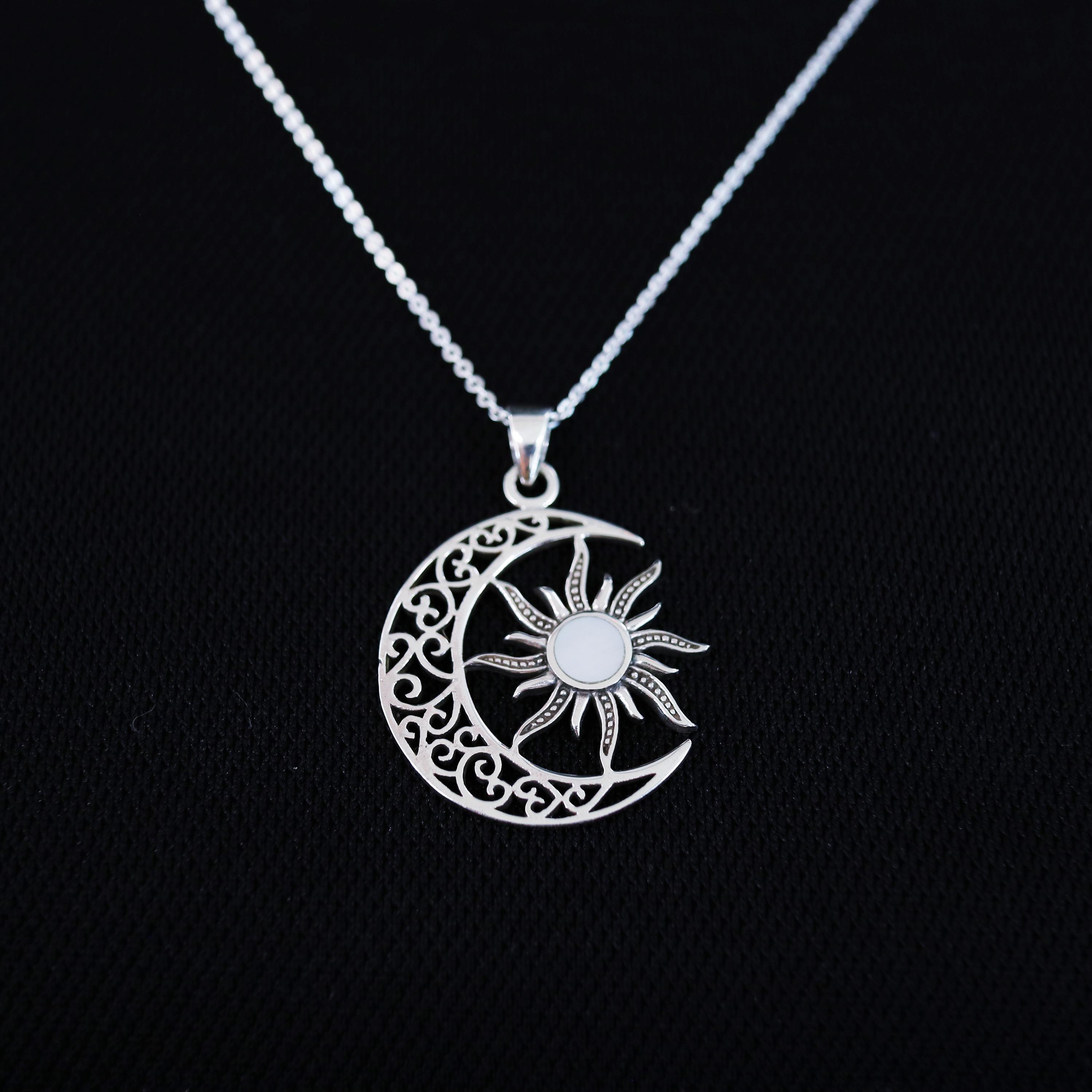 925 Sterling Silver Sun and Moon Necklace – Celestial Pendant With ...