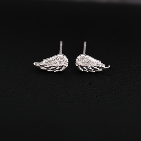 925 Sterling Silver Wing Stud Earrings, Wing Earrings, Angel Wing