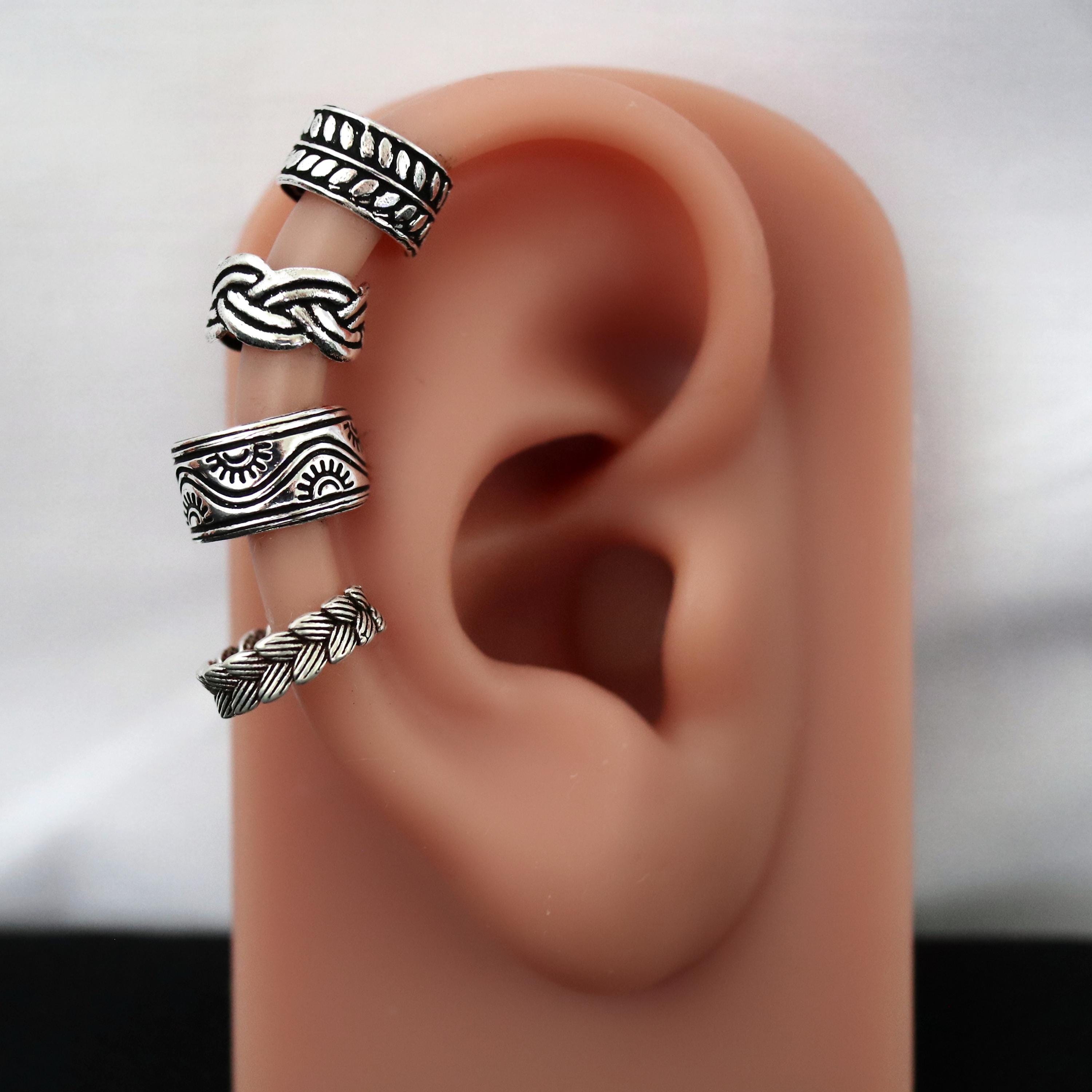 ③Own Light Ear Cuff Ring【#Casual】Silver ORAZIO Ear Cuff Earrings for Women Non Piercing 925 Sterling