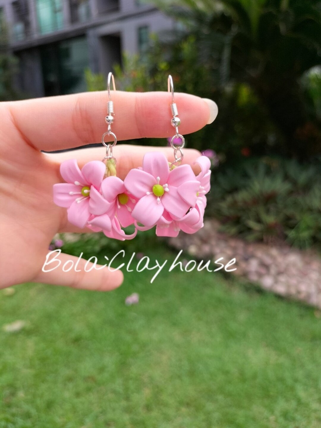 Handmade Polymer Clay Flower Earrings Flower Dangle Earrings Etsy