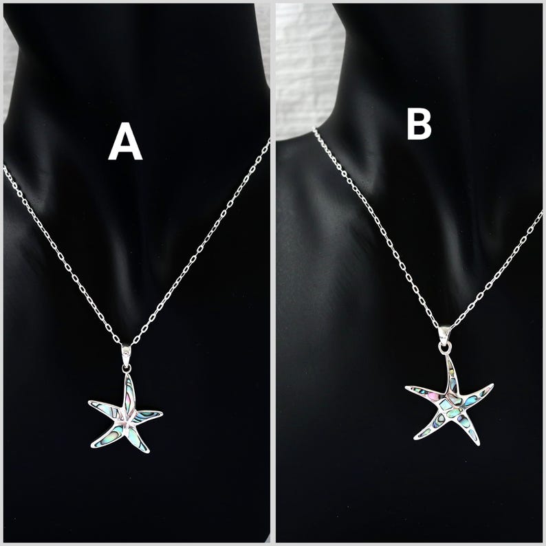 925 Sterling Silver Starfish Pendant Necklace With Abalone Shell ...