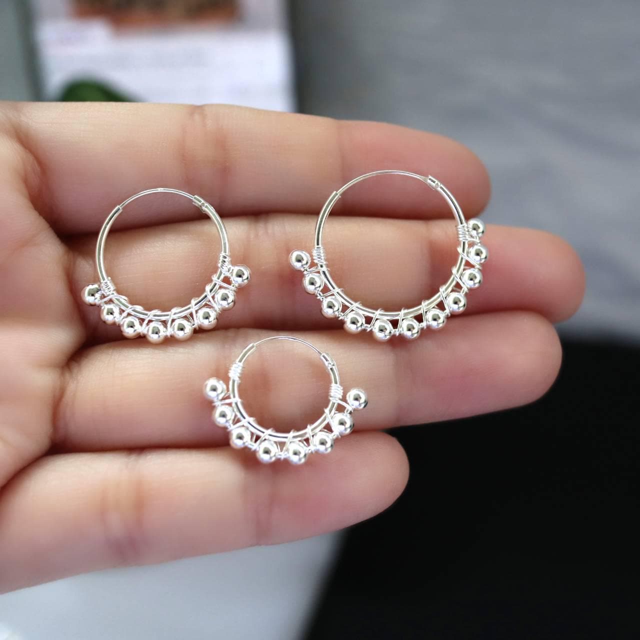 ENTREPLATA Orecchini a cerchio in argento sterling 925 unisex per uomo donna ragazza ragazzo orecchini etnici anelli tribali modello 4 bali 20 mm