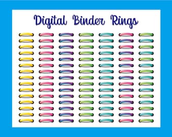 Pierścionki do segregatorów Digital Planner, naklejki goodnote, wstępnie przycięte naklejki