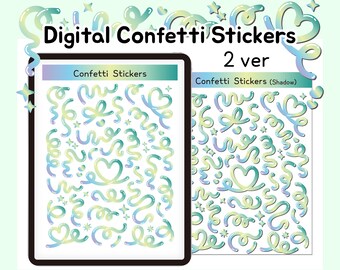 Cyfrowe naklejki konfetti/naklejki z dobrymi notatkami/wstępnie przycięte naklejki